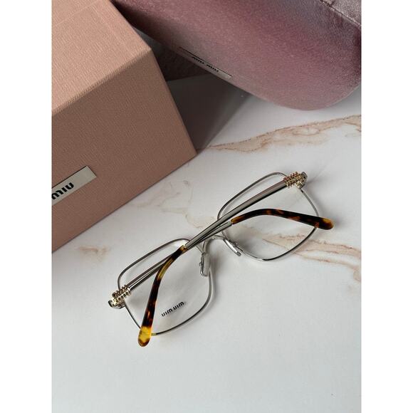 NEW Miu Miu MU51YV Silver Oversized Square Eyeglasses Frames